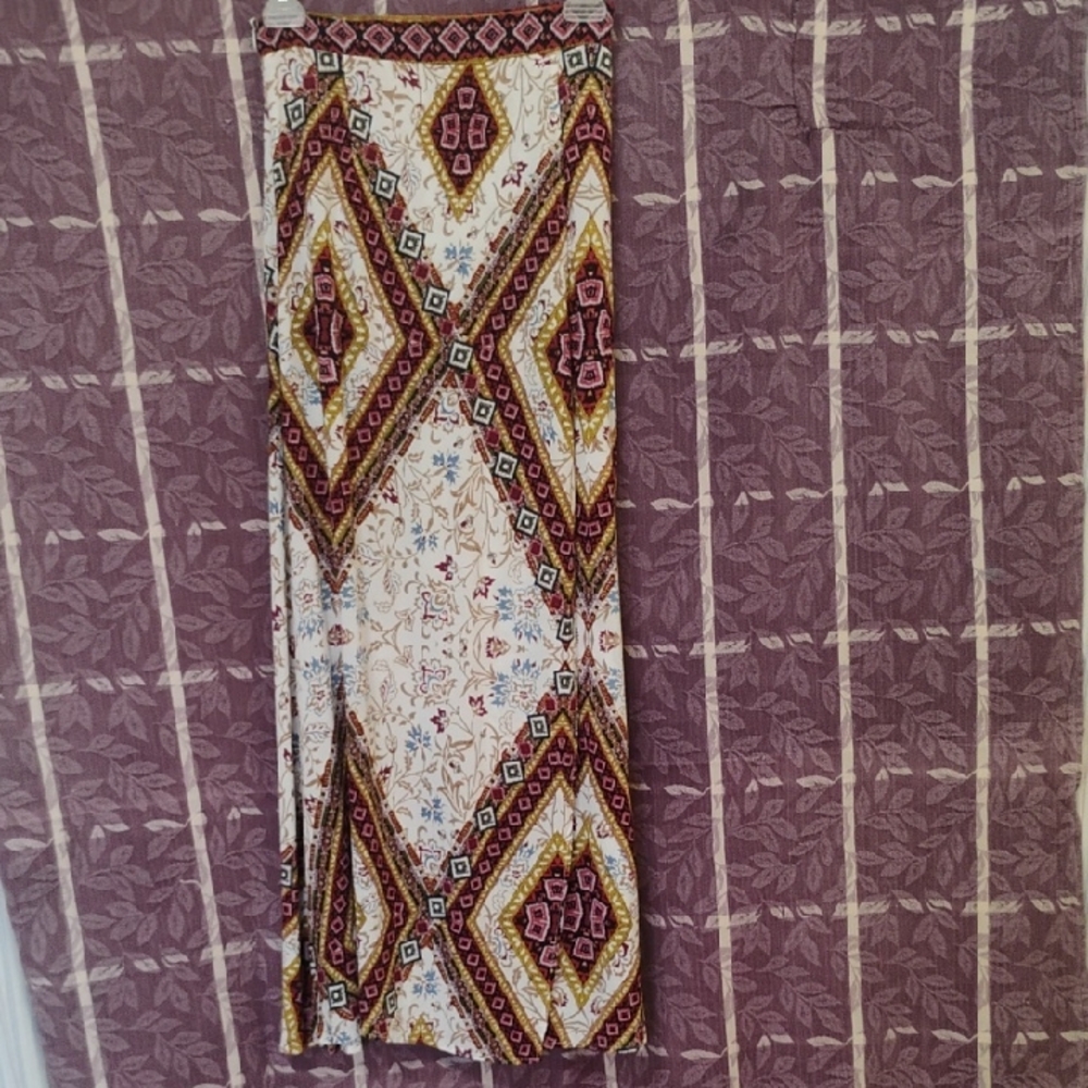 Bohemian Patterned Maxi Wrap Style Skirt S